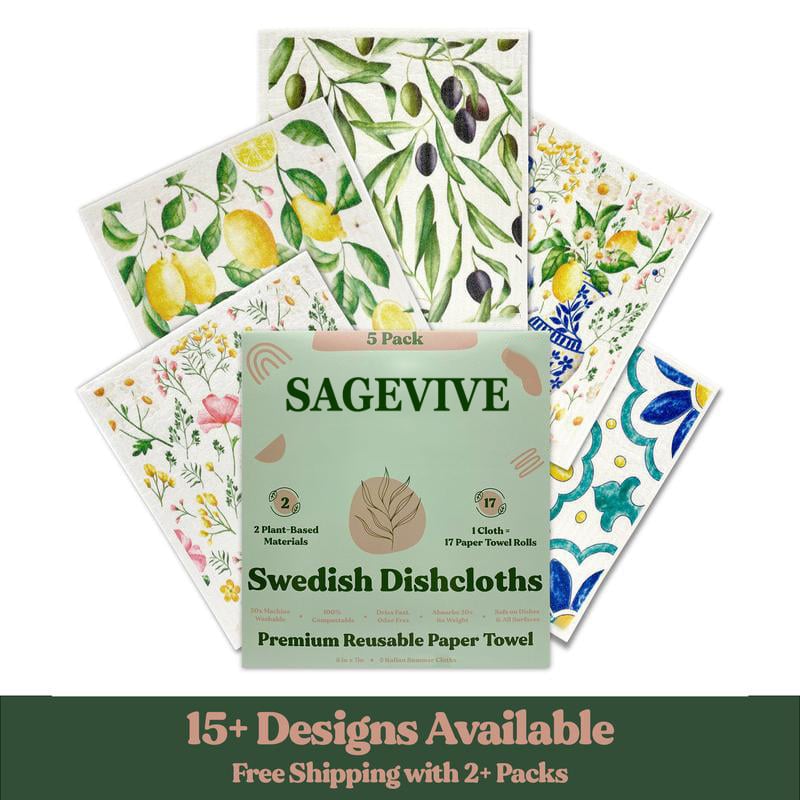 Swedish Dishcloths for Kitchen & Cleaning | 5 Pack🧼