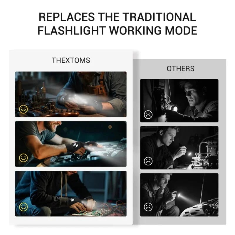 š„š„Hands-Free LED Half Finger Gloves