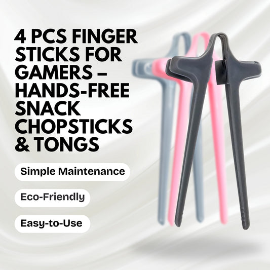 4 Pcs Finger Sticks for Gamers – Hands-Free Snack Chopsticks & Tongs