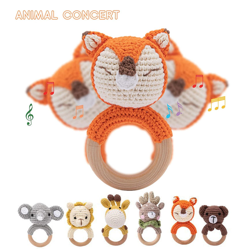 Knitted Animal Rattle🐰🦊🦁