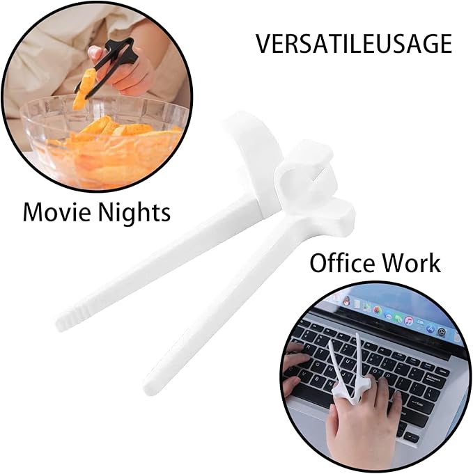 4 Pcs Finger Sticks for Gamers – Hands-Free Snack Chopsticks & Tongs