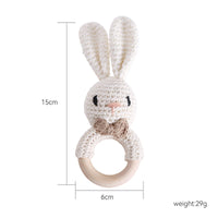 Crochet white rabbit rattle.