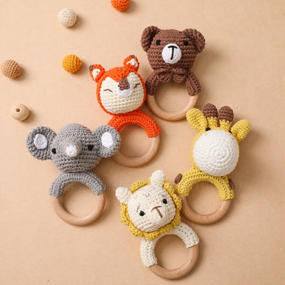 Knitted Animal Rattle🐰🦊🦁