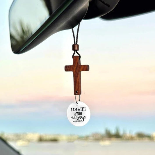✝️Bible Verse Car Rearview Hanging Cross Ornament -  Tap for a Bible Verse Every Day