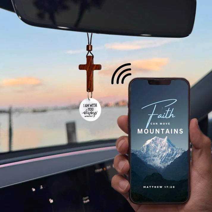 ✝️Bible Verse Car Rearview Hanging Cross Ornament -  Tap for a Bible Verse Every Day
